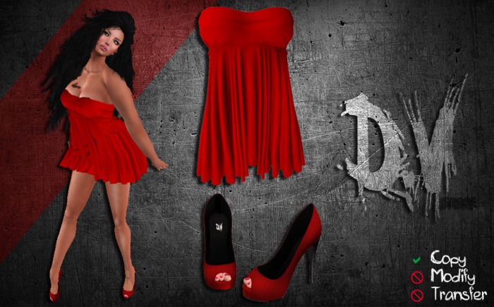 [DV] Promo -Red Rose Mesh Dress- With a Gift (Mesh High Heels )