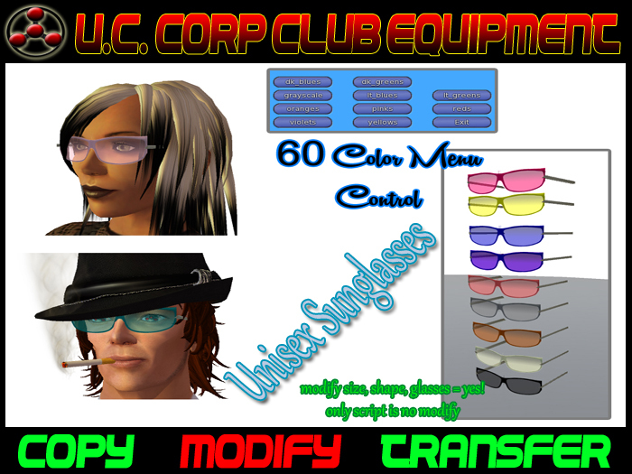 Sunglasses w/ 60 Color Change Menu [BOXED]