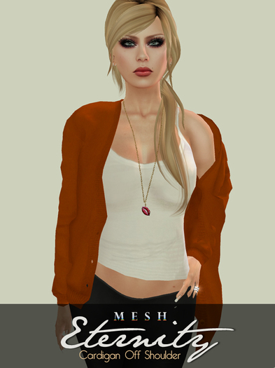 .::Eternity::. Mesh Cardigan Off Shoulder - Orange