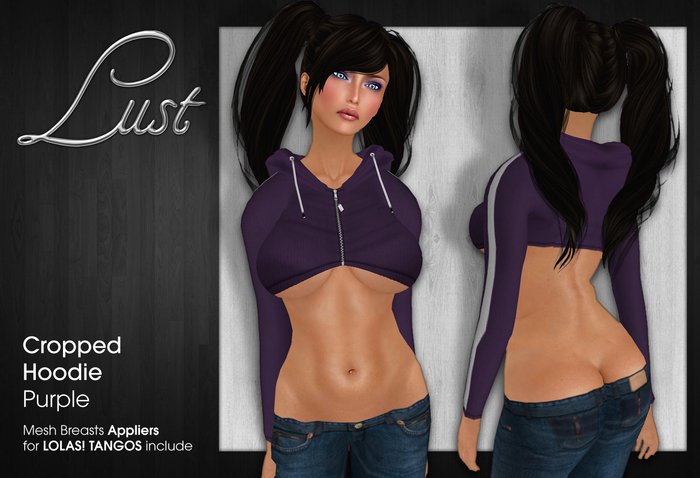 Lust - Cropped Hoodie Purple with Lolas Tango Applier