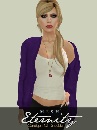 .::Eternity::. Mesh Cardigan Off Shoulder - Purple