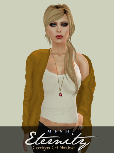 .::Eternity::. Mesh Cardigan Off Shoulder - Yellow