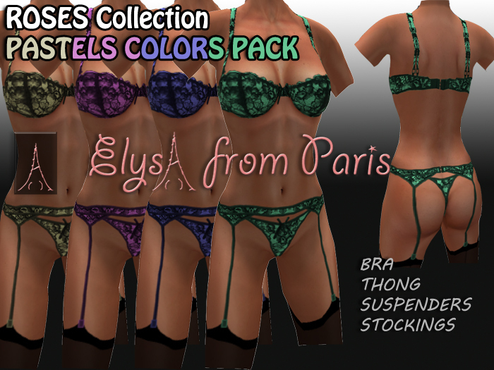 Lingerie Roses - Pastels colors Set - Elysa From Paris