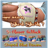 Hu Wears ShortShorts - Striped Blue Denim