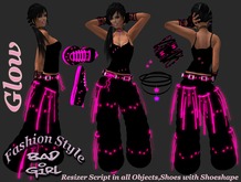 Bad Girl Fashion Style Dance-Pants Stars Glow pink Complete Outfit