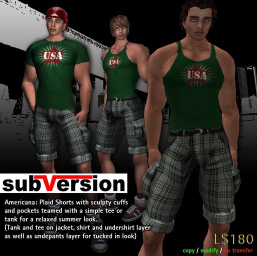 subVersion - Americana Plaid shorts & green tee/tank #1