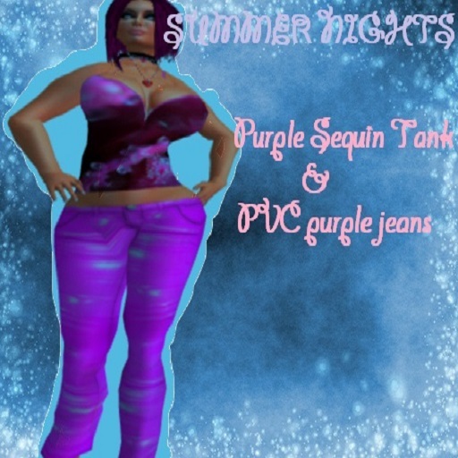 PVC Purple Jeans & Sequin Tank Set
