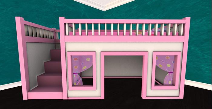 ~LL~ Blue Slumber Party Bed w/Playhouse and Bookshelf (Boxed)