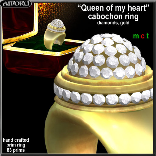 AIDORU Queen of my heart cabochon gold ring