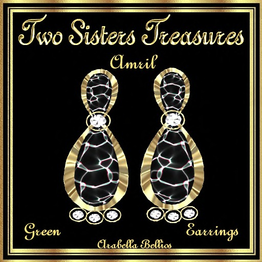 TST - AMRIL ART GLASS GREEN DIAMOND EARRINGS YG