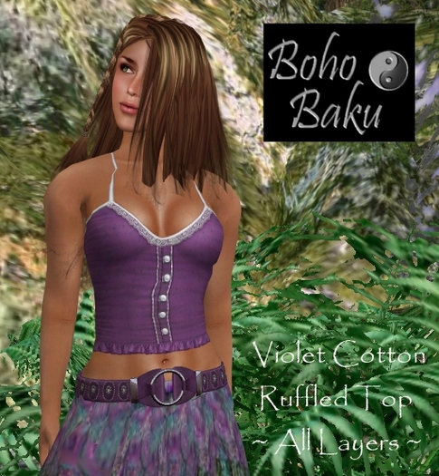 Boho Baku~ Violet Cotton Ruffled Top