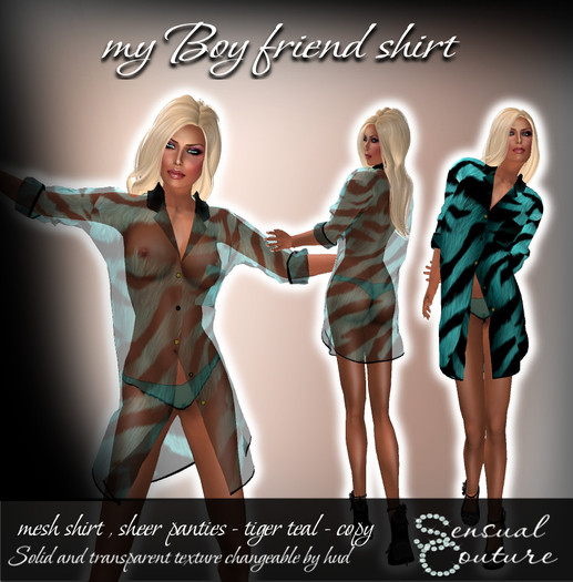 Mesh boy friend shirt * tiger teal * 