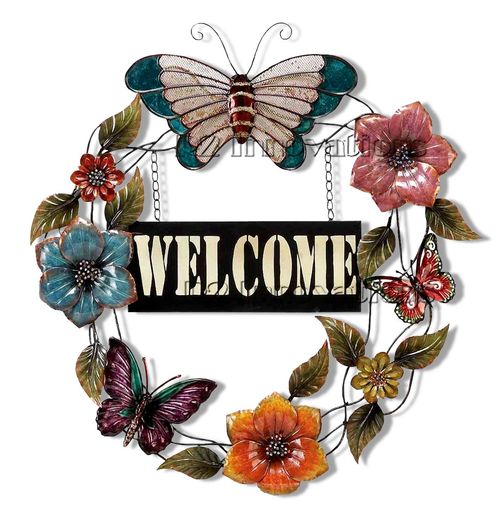 Wooden Welcome Sign on Chains