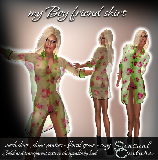 Mesh boy friend shirt * floral green *