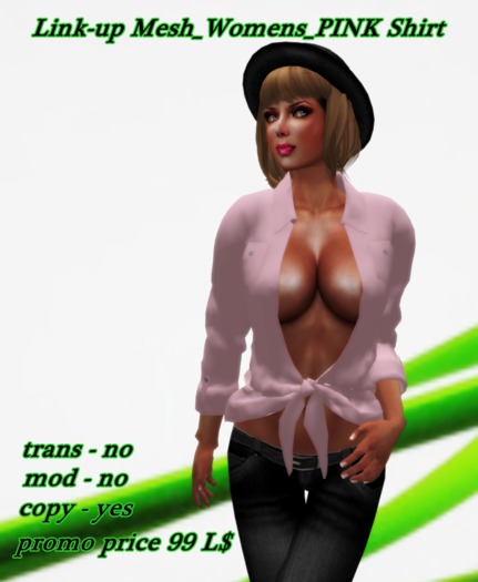 Link-up Mesh_Womens_PINK Shirt