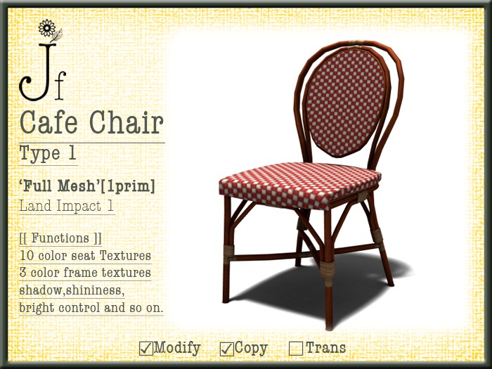Furniture JADE "Cafe Chair Type 1"(Full Mesh)