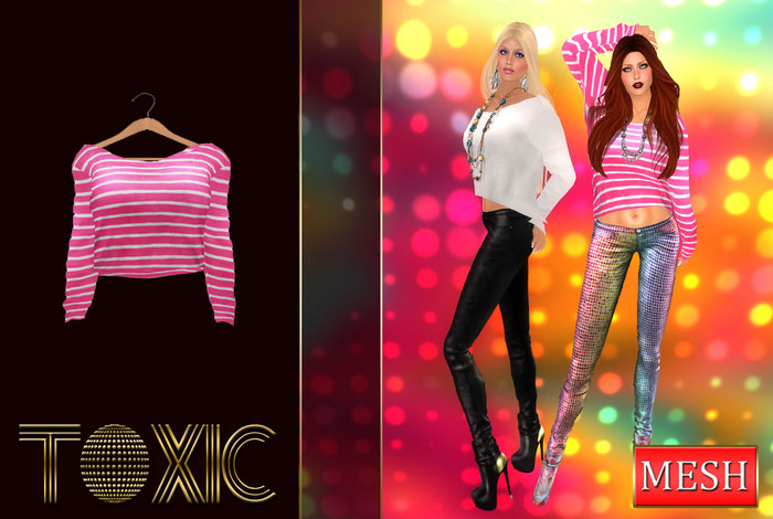 *TOXIC* Boatneck Sweater STRIPE PINK