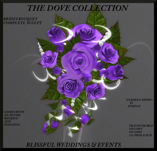 The Dove Collection- Bridal Flower Purple Boxed