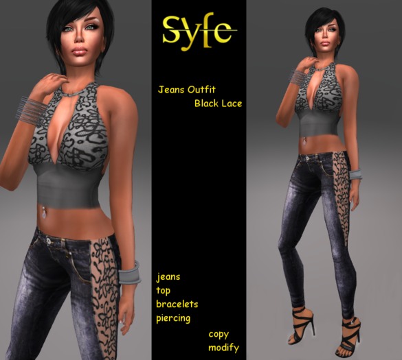 Jeans Outfit Black Lace - Syfe