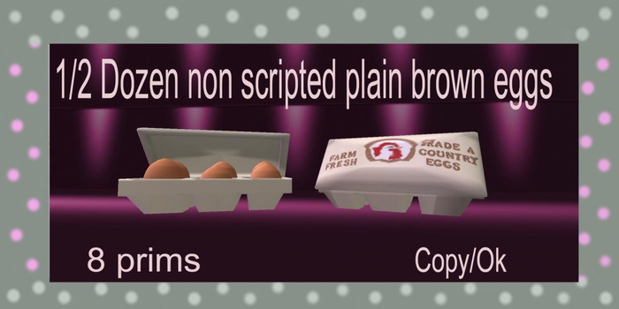 1/2 dozen non scripted plain brown eggs