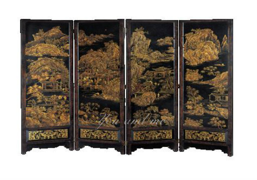 ORIENTAL SCREEN BLACK & GOLD GARDEN 