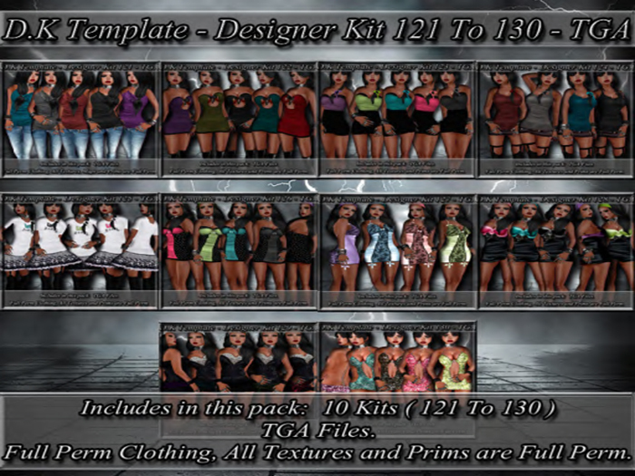 D.K Template - Designer Kit 121 To 130 - TGA ( Save 25% )