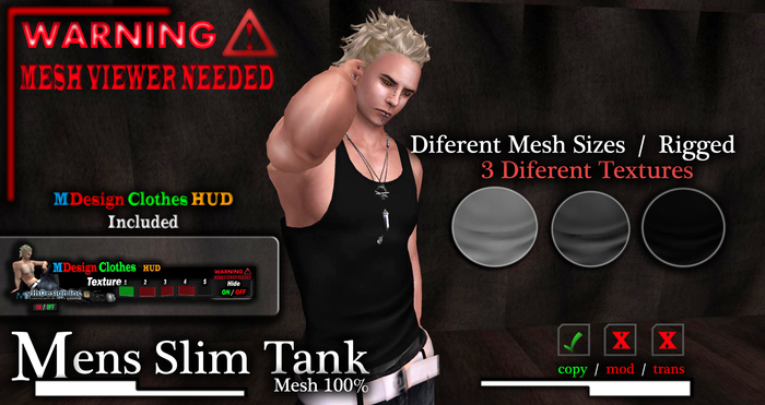 Mens Slim Tank Mesh