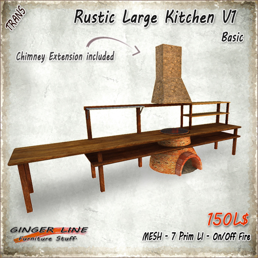 [Ginger Line] Rustic large kitchen V1 base (BOX)