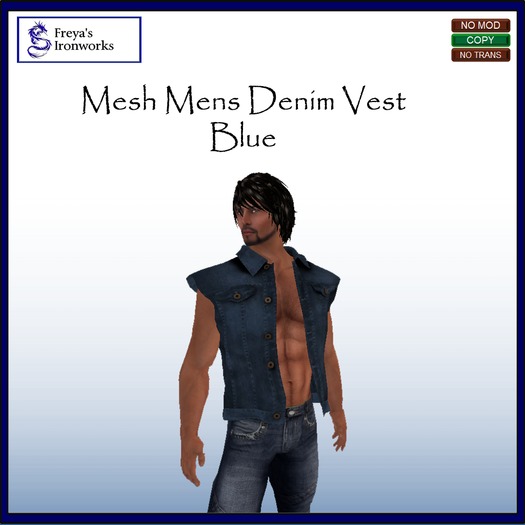 (Box) FIW - Mesh Mens Denim Vest - Light Blue