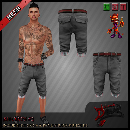 ..::Drunk Devil ::.. ~ Grey ~ MESH Shorts#2