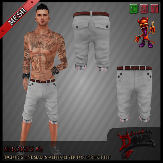 ..::Drunk Devil ::.. ~ White ~ MESH Shorts#2