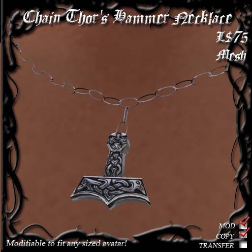 Chain Thor's Hammer Necklace (Mesh)