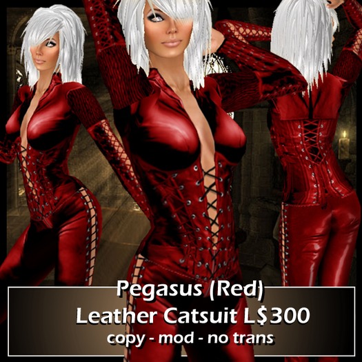 XTC Pegasus Leather Catsuit (Red)
