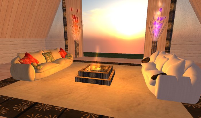 Squashy sofa - cream silk with contrast silk cushions