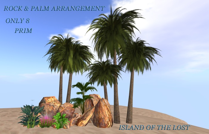 5 PALMS/ROCKS AND PLANTS 8 PRIMS BOXED