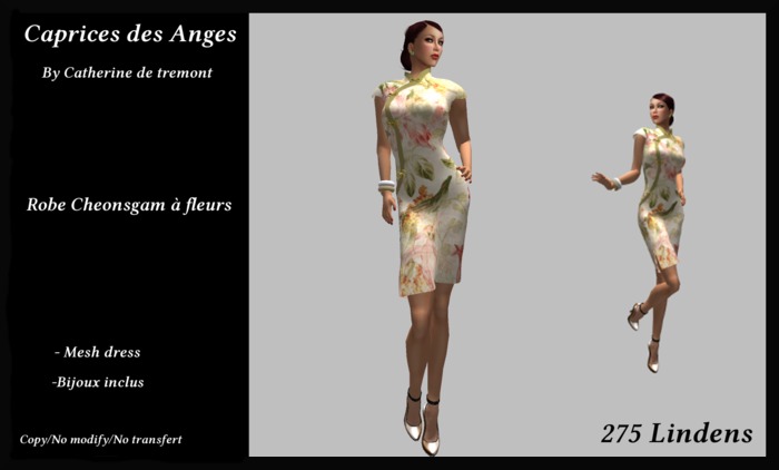 *CdT*Robe à motifs fleuris "Cheongsam"