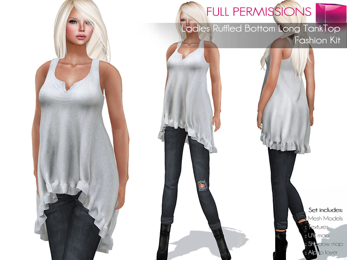 MI86973 Drape Back Ruffled Bottom Long Tank Top - Fashion Kit