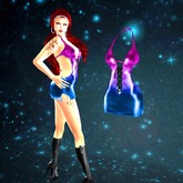 Pink on Blue Mesh Mini Halter Dress Size by Johanna Designs