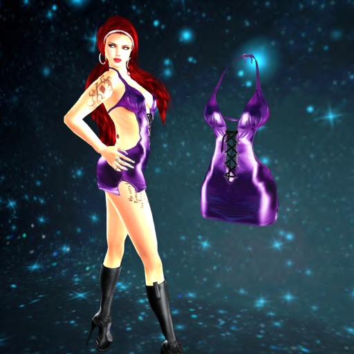 Deep PurpleGrape Mesh Mini Halter Dress Size by Johanna Designs