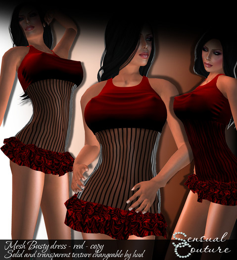 Mesh busty dress * red *