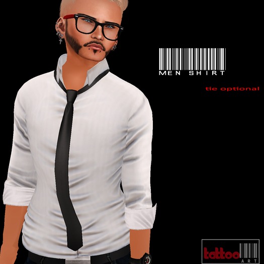 ::TATTOART:: Mesh Men Shirt Stripe White