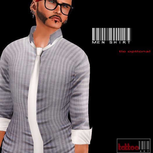 ::TATTOART:: Mesh Men Shirt Stripe Light Blue