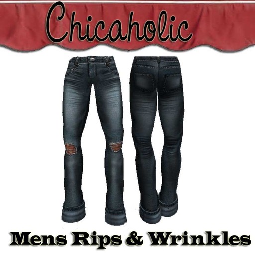 Chicaholic Mens Rips and Wrinkles with Cuffs