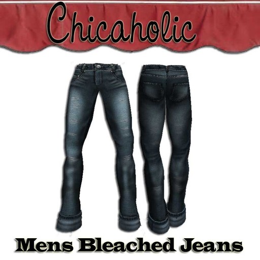 Chicaholic Mens Bleached Jeans with Cuffs
