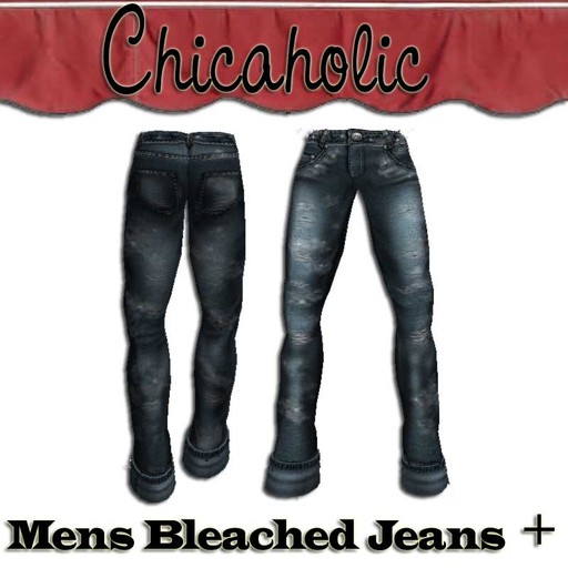 Chicaholic Mens Bleached Jeans  PLUS with Cuffs