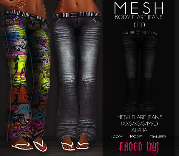 .:FI:. Body Flare Mesh Jeans - Jet