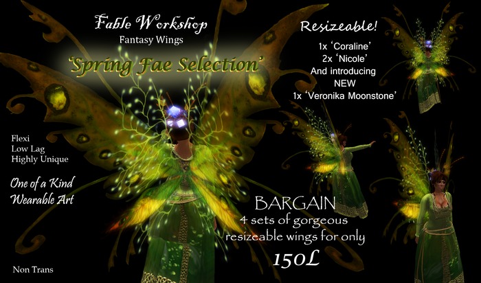 Beltaine Spring Fae Wingage Selection - Resizeable, GreenBox