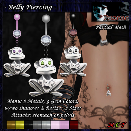 *P* Frog Belly Piercing ~8 Metals/9 Gems~