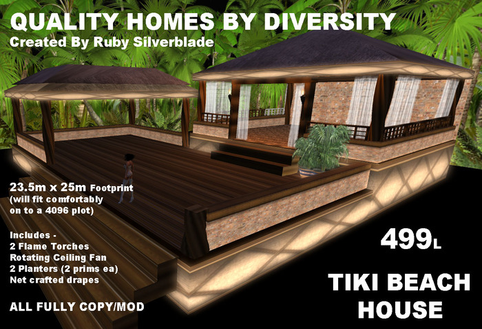 TIKI BEACH HOUSE (BAMBOO/WOOD 63 PRIMS) BOXED - DIVERSITY HOMES