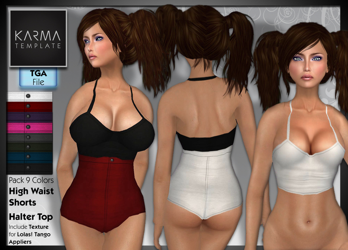Karma Template - Tga - Halter Top & High Waist Shorts - 8 Colors